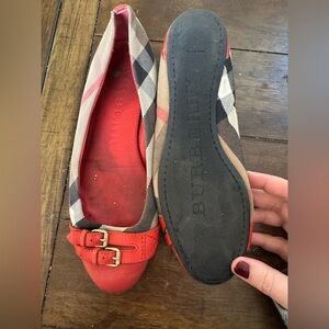 Burberry Authentic Women's Red and Beige Plaid Flats